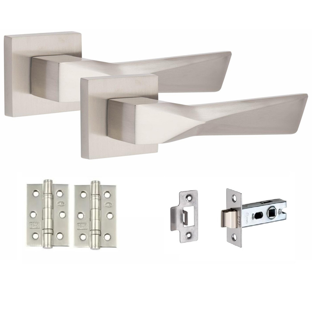 Golden Grace Satin Nickel Aura Door Handle Set 4 Pack Image 2