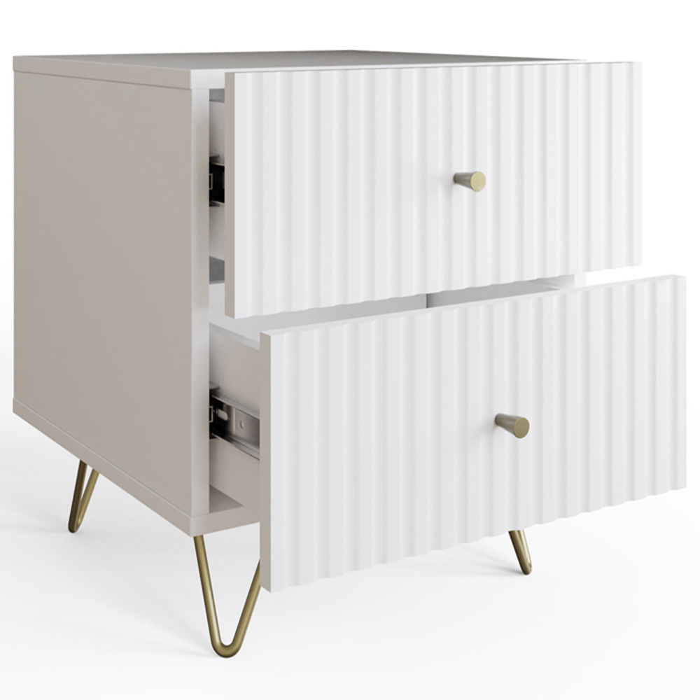 GFW Thalia 2 Drawer White Bedside Table Set of 2 Image 6