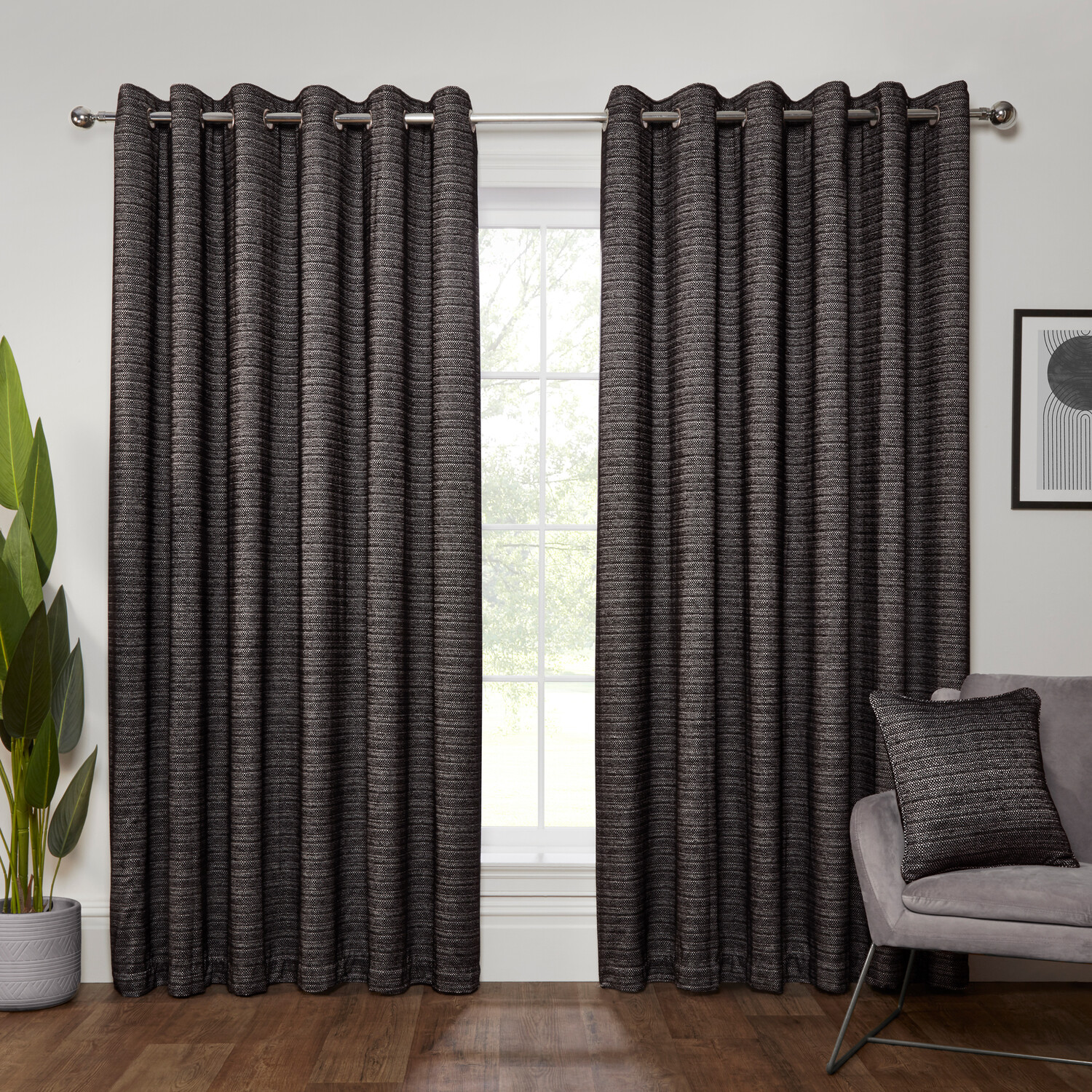 Halden Eyelet Curtain Black 229cm Image 1