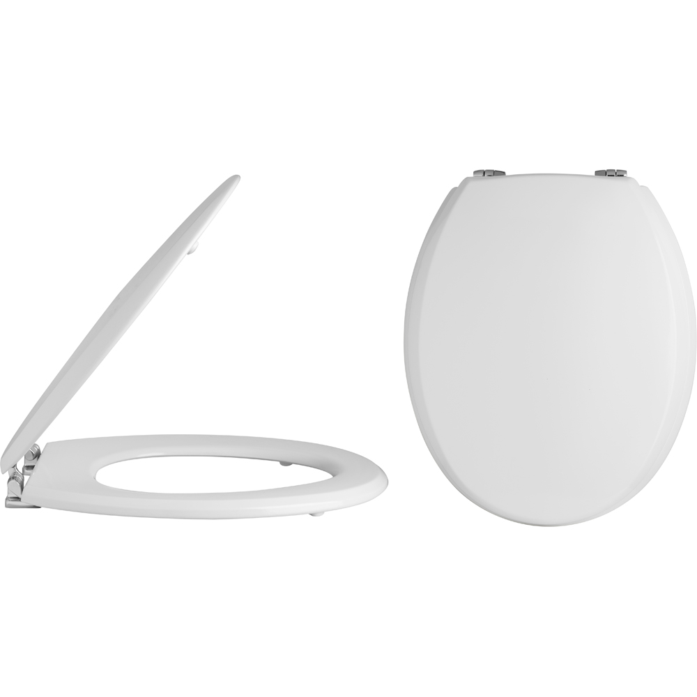 nuie Hudson Reed White Toilet Seat with Chrome Hinges Image 1
