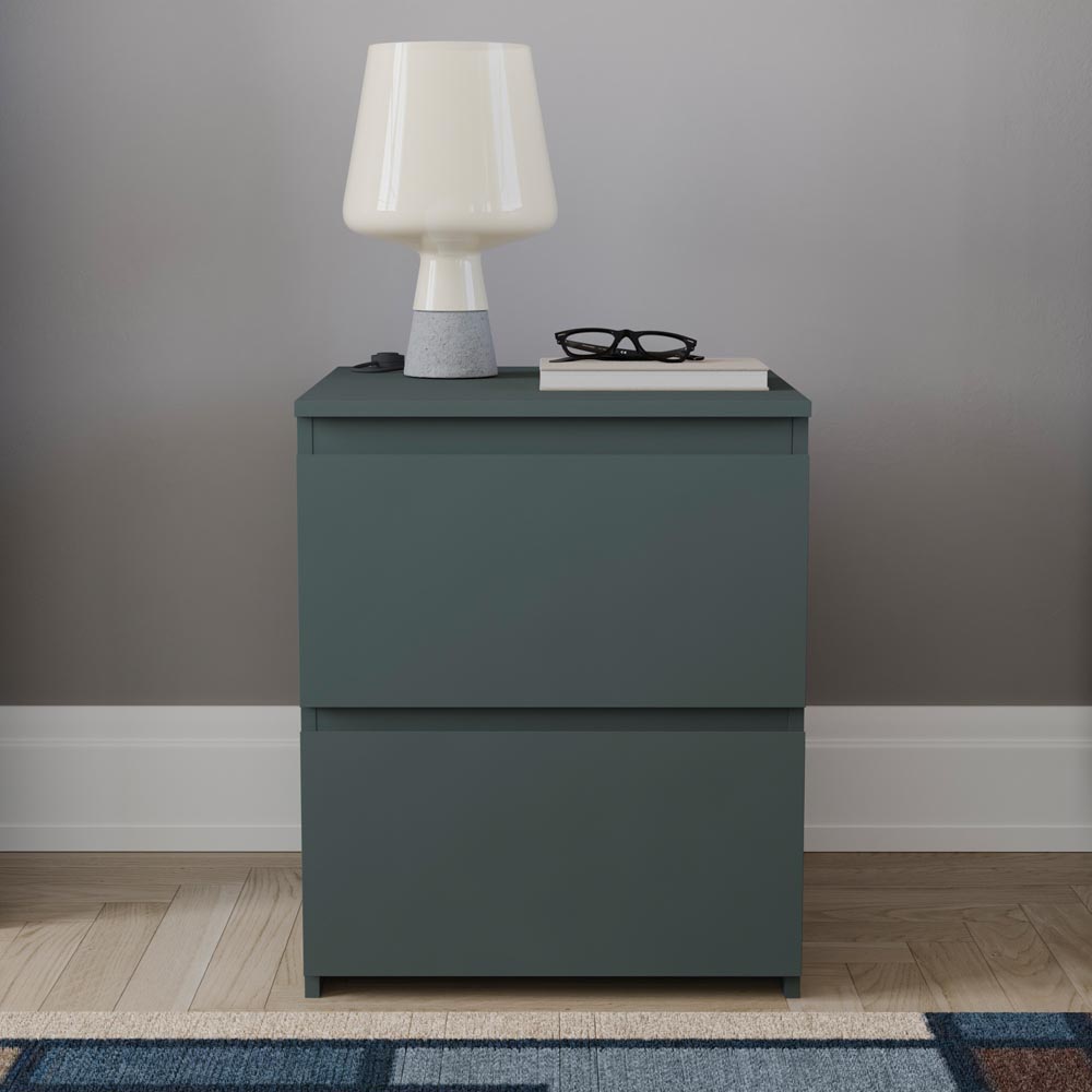 Vida Designs Denver Jasper Green 2 Drawer Large Bedside Table Image 3