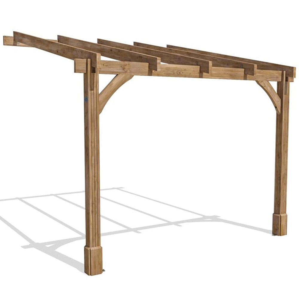 Dunster House Leviathan 3 x 3m Brown Plant Frame Wall Mounted Lean To Pergola Image 2