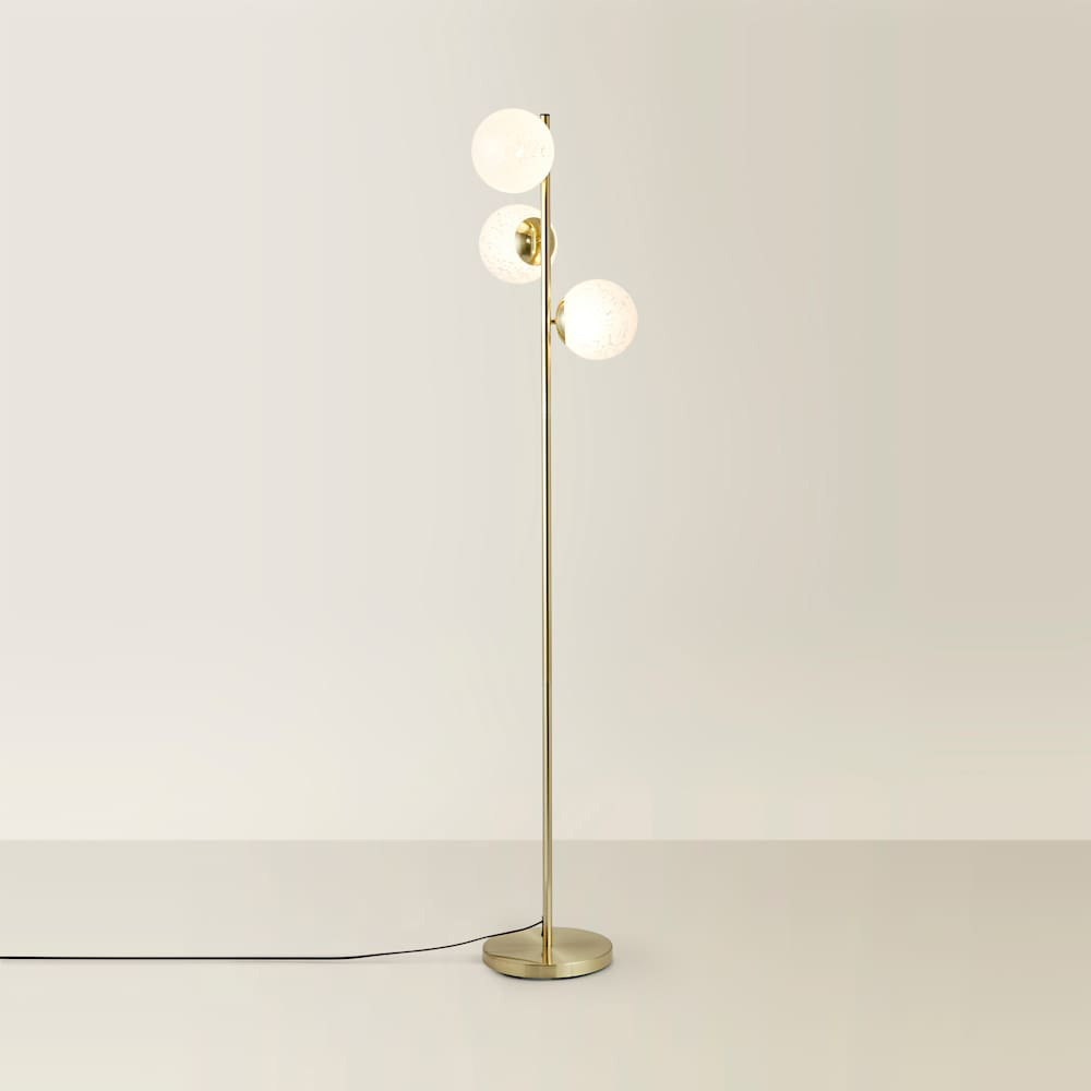 ValueLights Jas White Confetti Glass Globe Shade Gold 3 Way LED Ceiling Light with Bulb Image 4