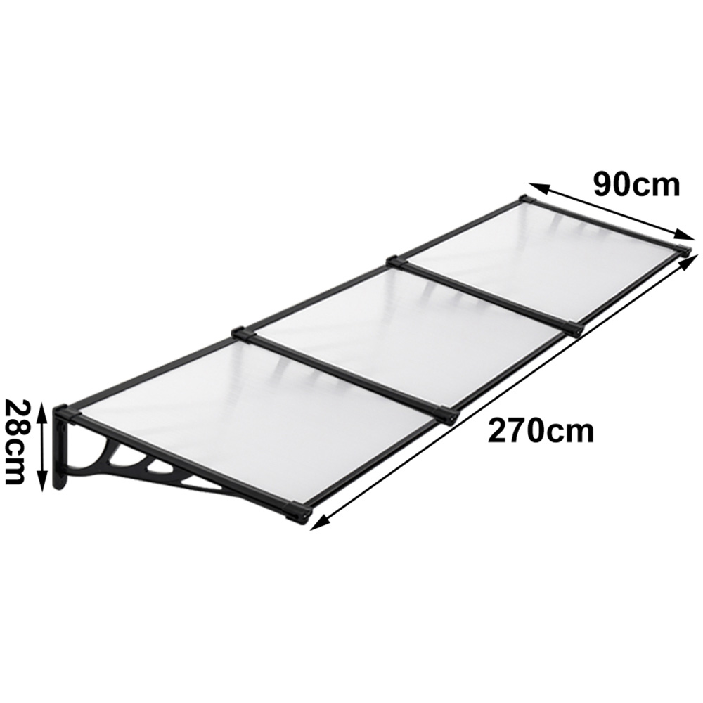 Living and Home Black Window and Door Awning Canopy with Brackets 90 x 270cm Image 8