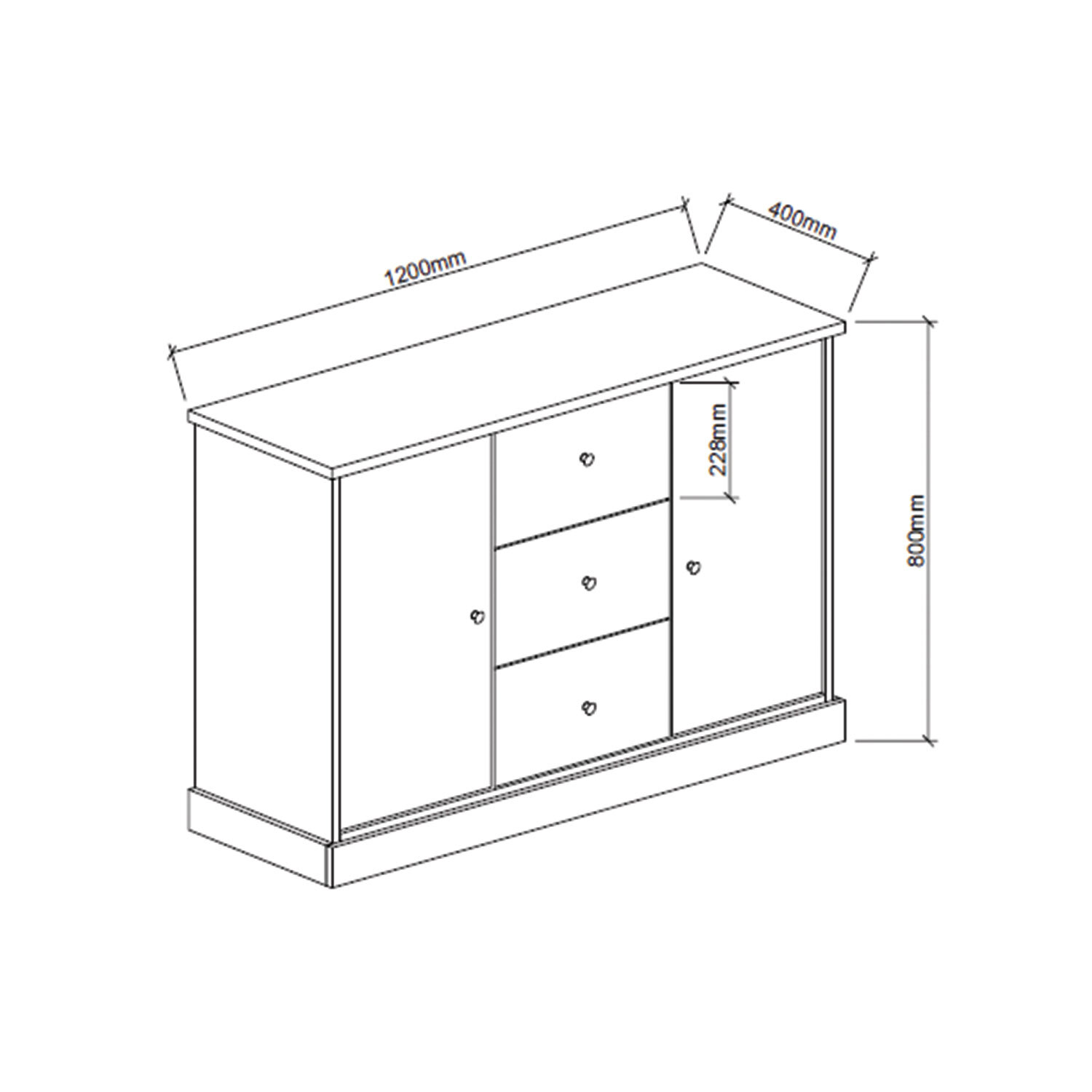 Windsor 2 Door 3 Drawer White Sideboard Image 3