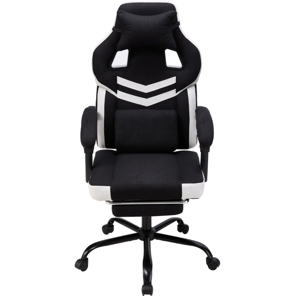 Living and Home Black and White Padded Gaming Chair with Footrest Image 2