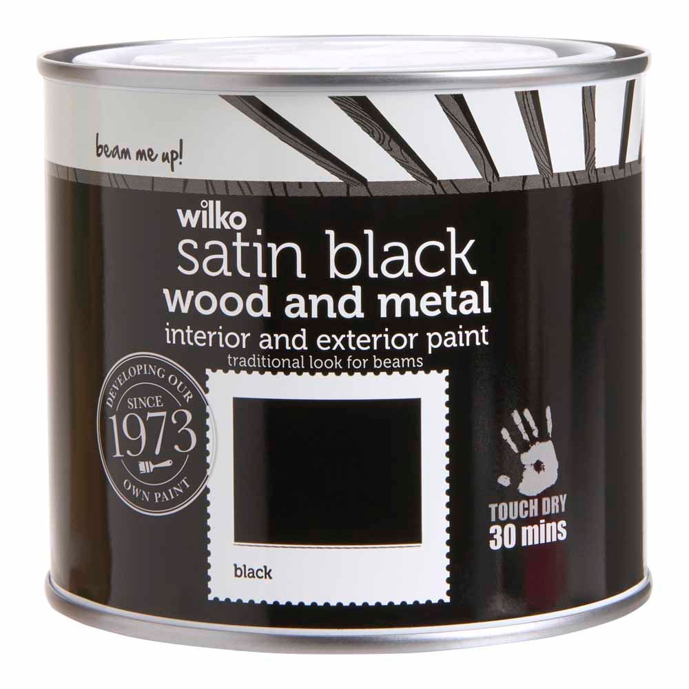 Wilko Interior and Exterior Wood and Metal Black Paint 500ml Image 2