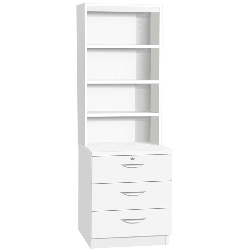 R White Cabinets 3 Drawer 4 Shelf White Storage Chest with Hutch Image 2