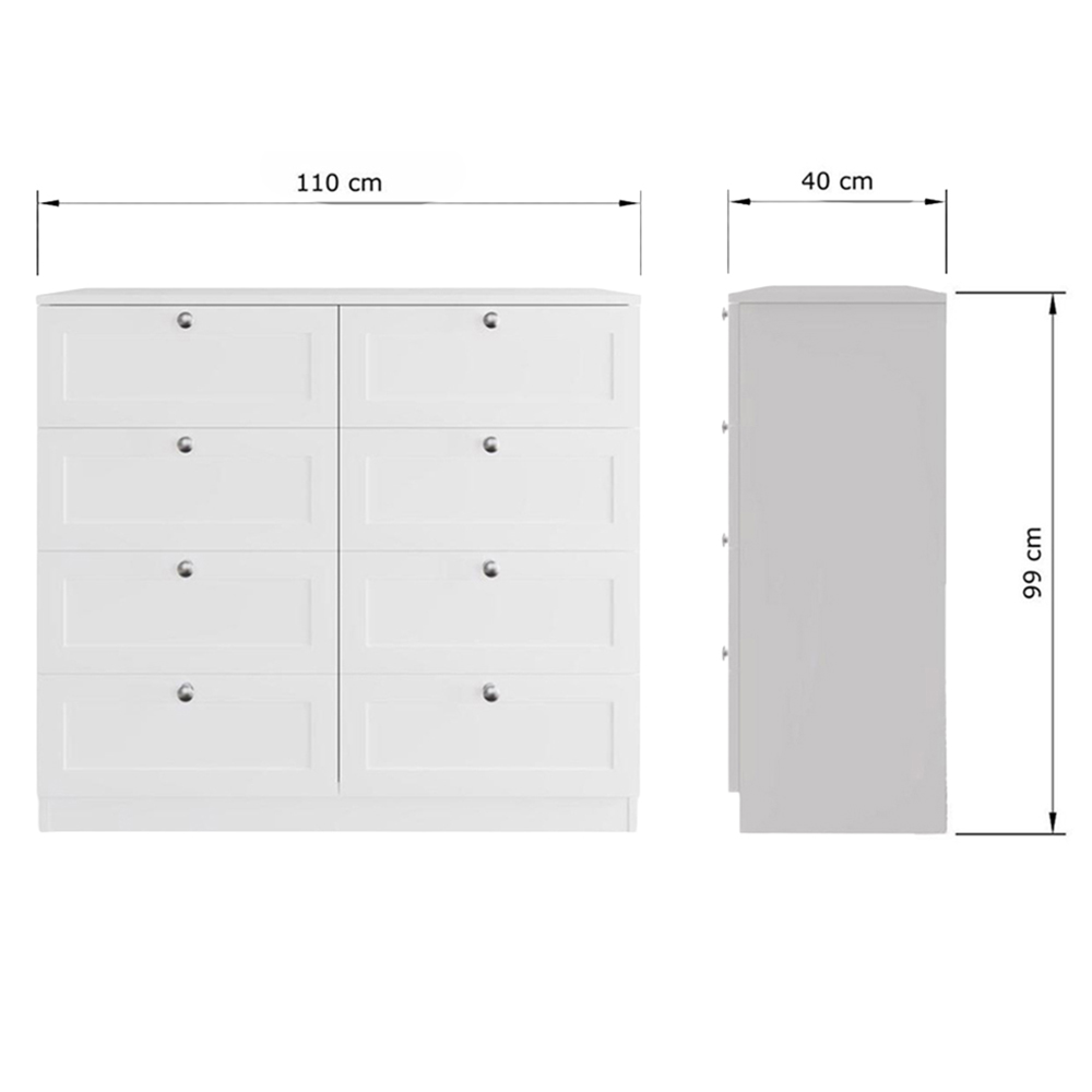 FWStyle Artus 8 Drawer White Panelled Chest of Drawers Image 7
