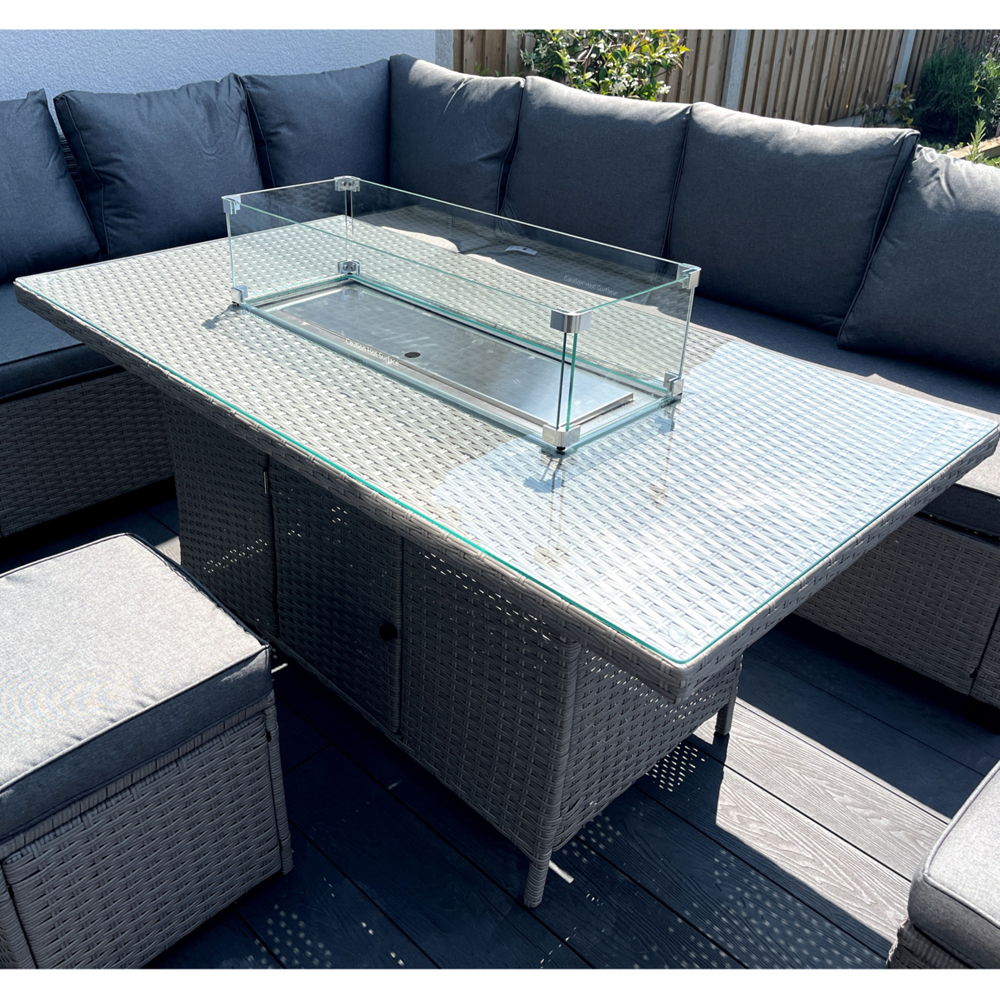 Outdoor Living The Croft 8 Seater Grey Corner Gas Firepit Dining Set Image 7
