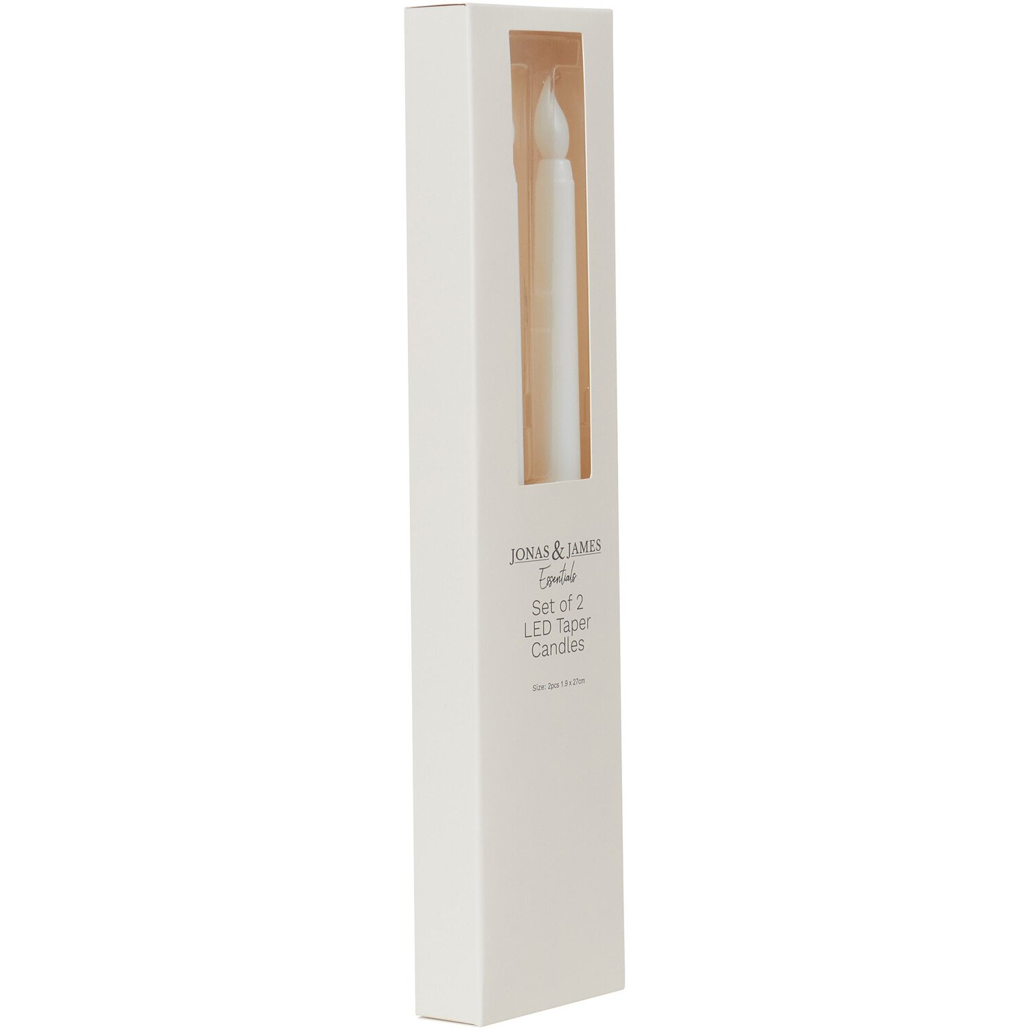 Jonas & James Set of 2 LED Taper Candles - White Image 2
