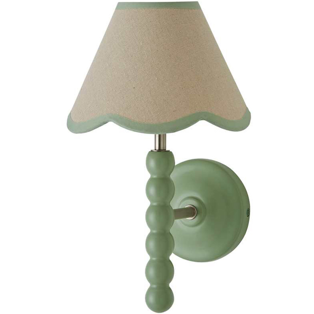 ValueLights Trim Scallop Shade Green Bobbin LED Wall Light with Bulb Image 1