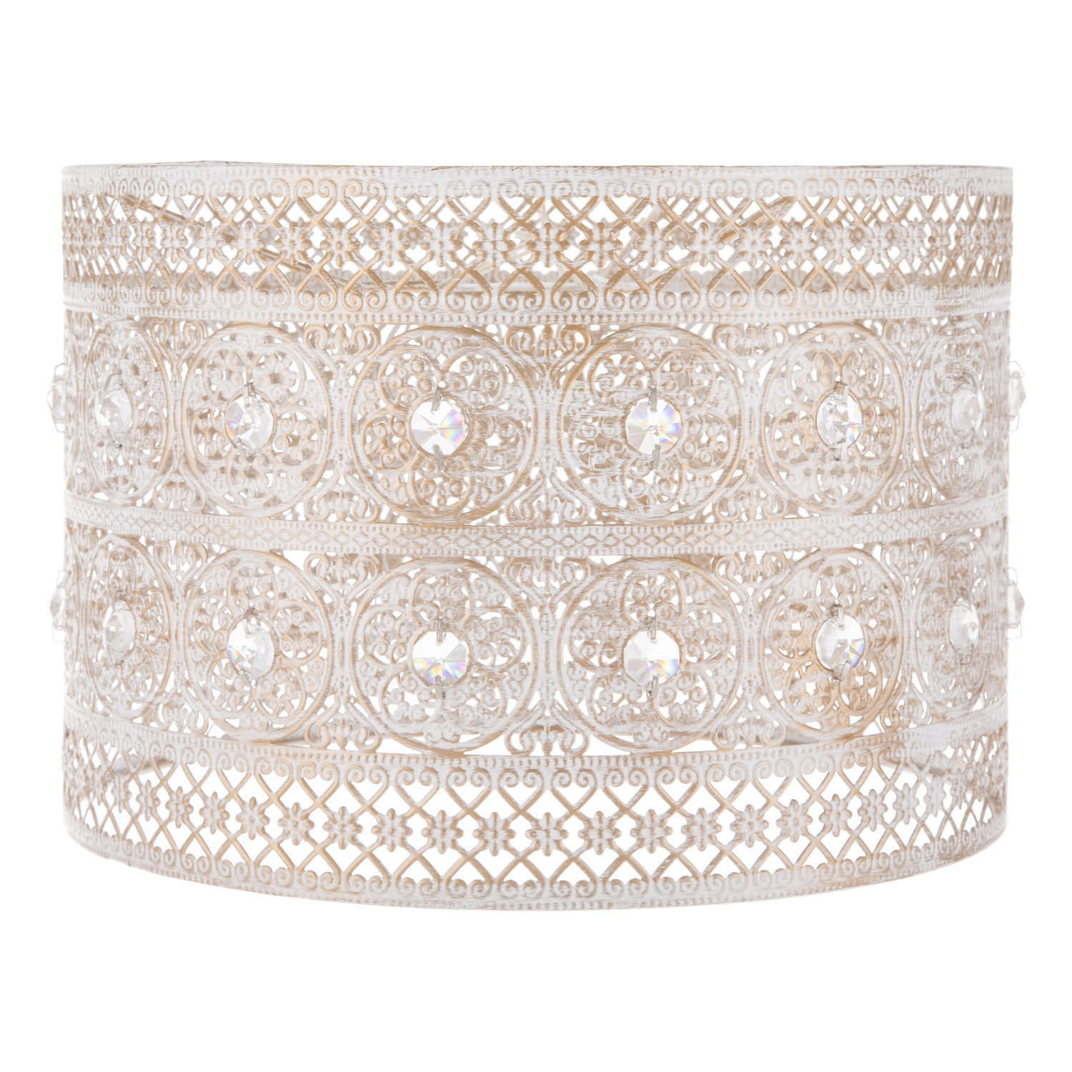 Washed White Cut Out Shade with Crystal Beads Image