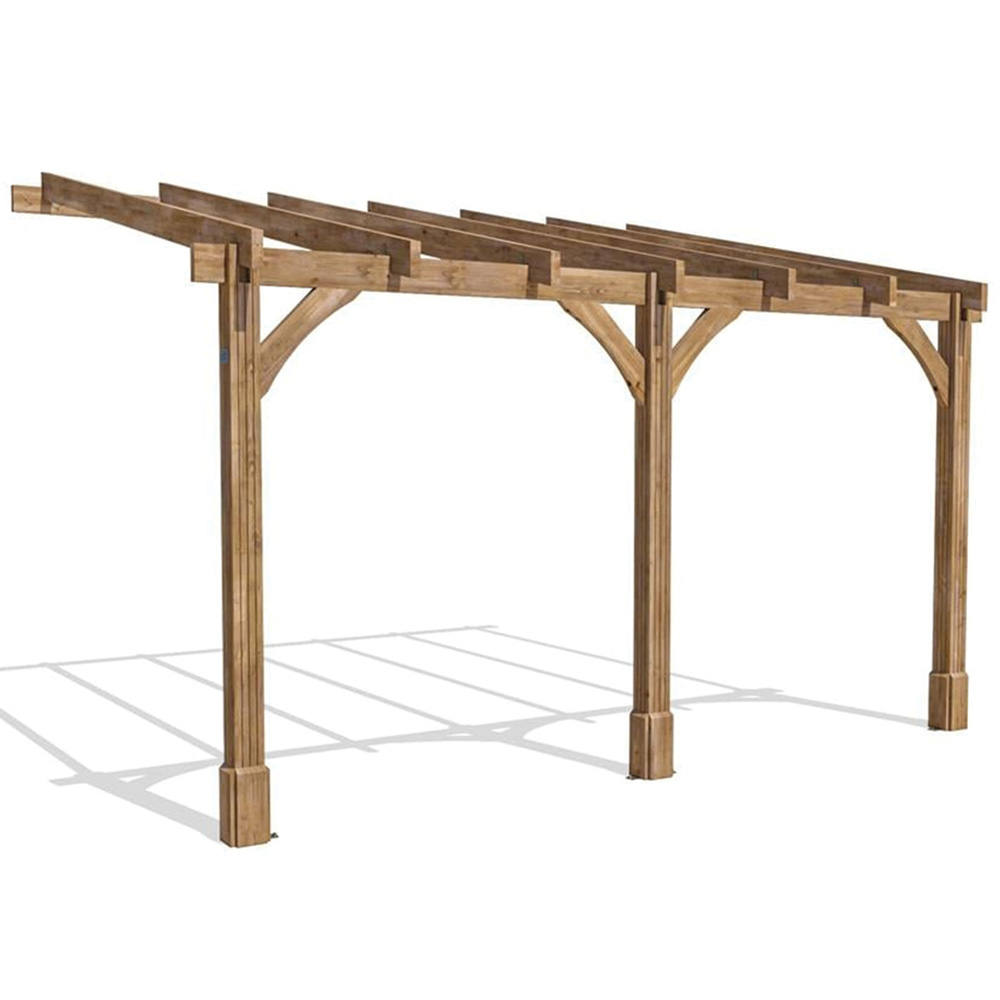 Dunster House Leviathan 4 x 3m Brown Plant Frame Wall Mounted Lean To Pergola Image 2