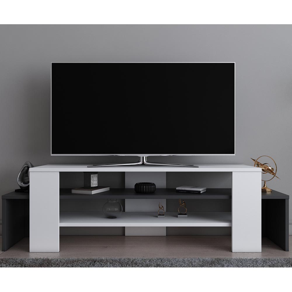 Decorotika Lenora 2 Shelf White and Anthracite TV Unit Image 3