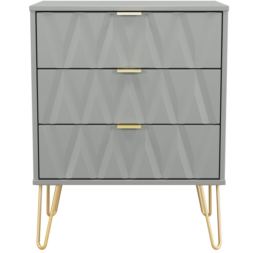 Crowndale Diamond 3 Drawer Dusk Grey Midi Chest of Drawers Ready Assembled Image 2