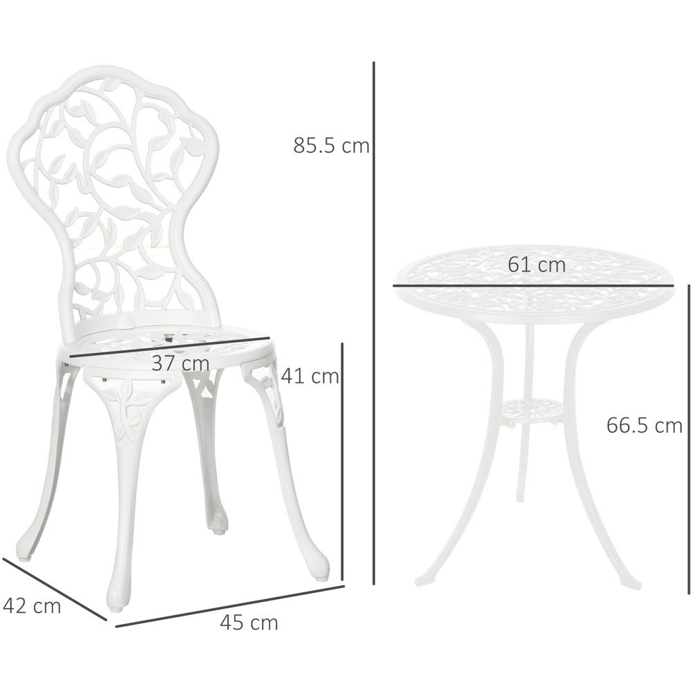 Outsunny 3pc Bistro Set White Image 5