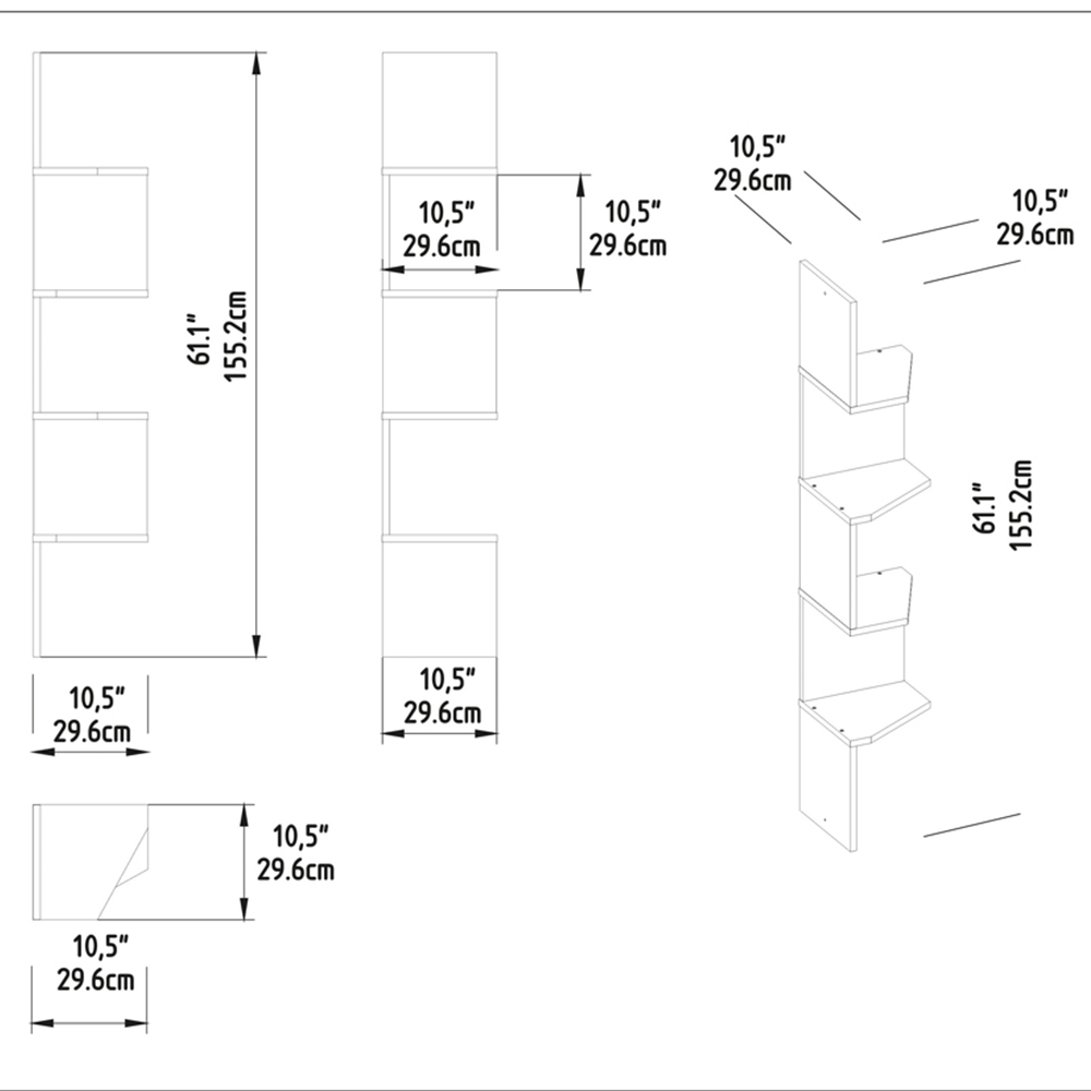 Decorotika Desaldo 4 Shelf Cordoba Corner Wall Mounted Shelving Unit Image 7