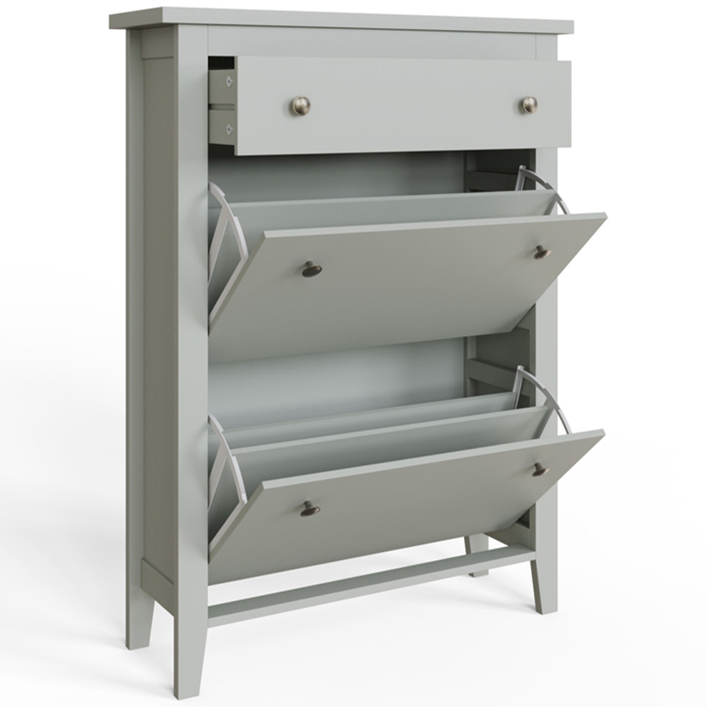 GFW Deluxe 2 Tier Grey Shoe Cabinet Image 3