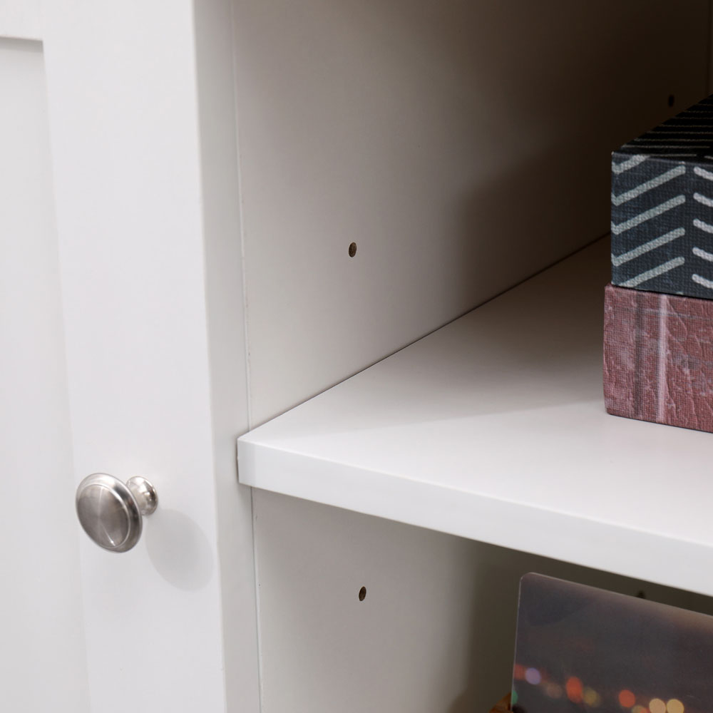 FurnitureHMD Single Door 2 Shelf White and Oak Effect Wooden TV Unit Image 5