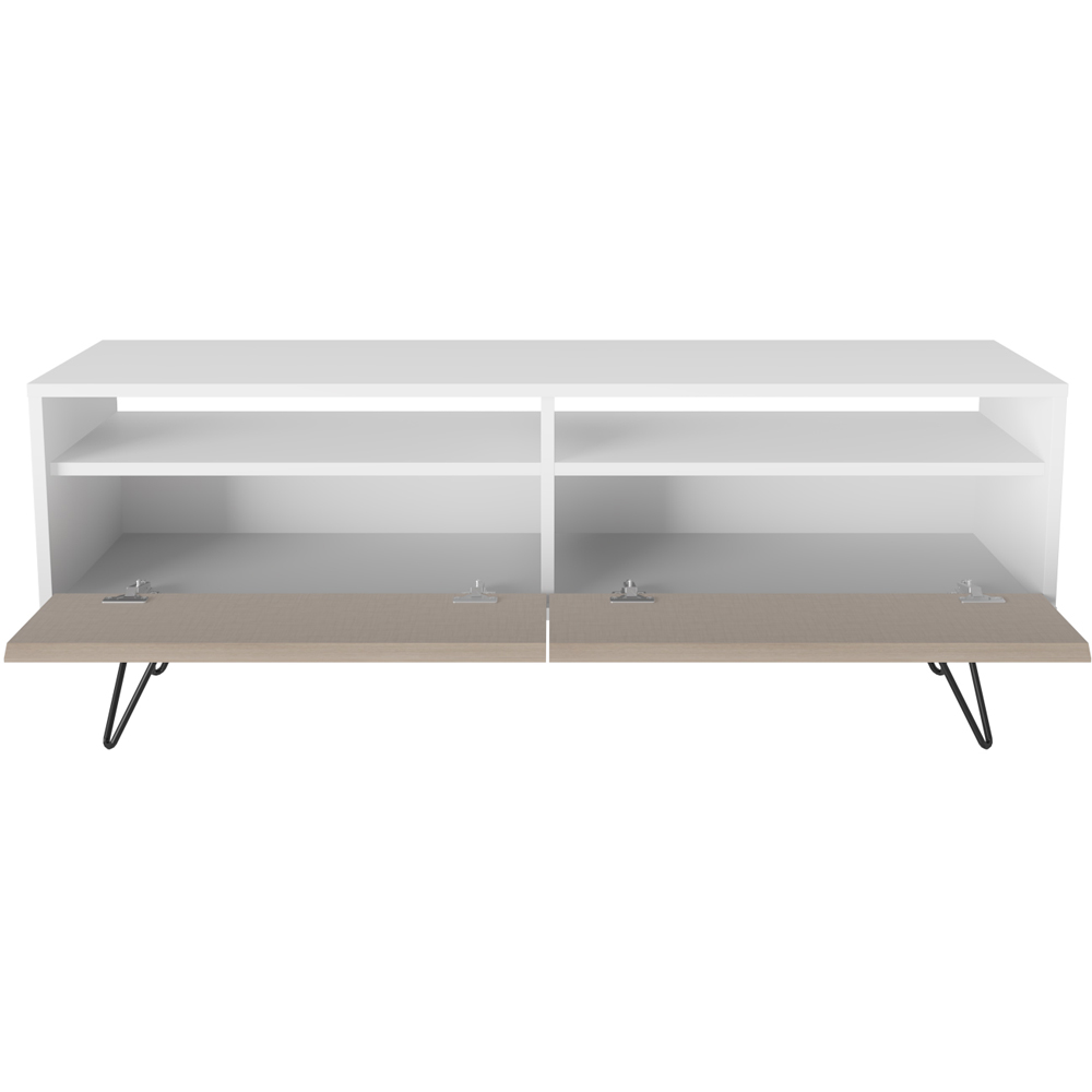 Decorotika Flay 2 Door 2 Shelf White and Beige TV Unit Image 8