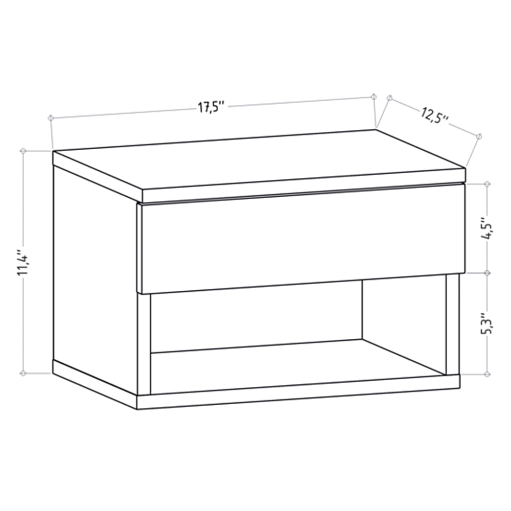Decorotika Jamot Single Drawer Wenge Floating Bedside Table Image 7