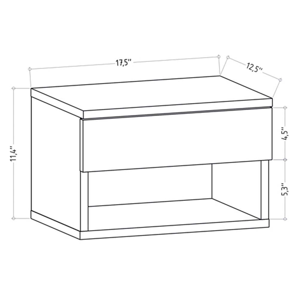 Decorotika Jamot Single Drawer Anthracite Floating Bedside Table Image 7