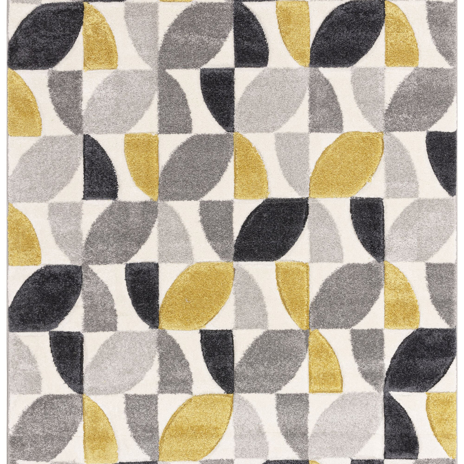 Vera Leaf Pattern Rug - Yellow / 160cm Image 1