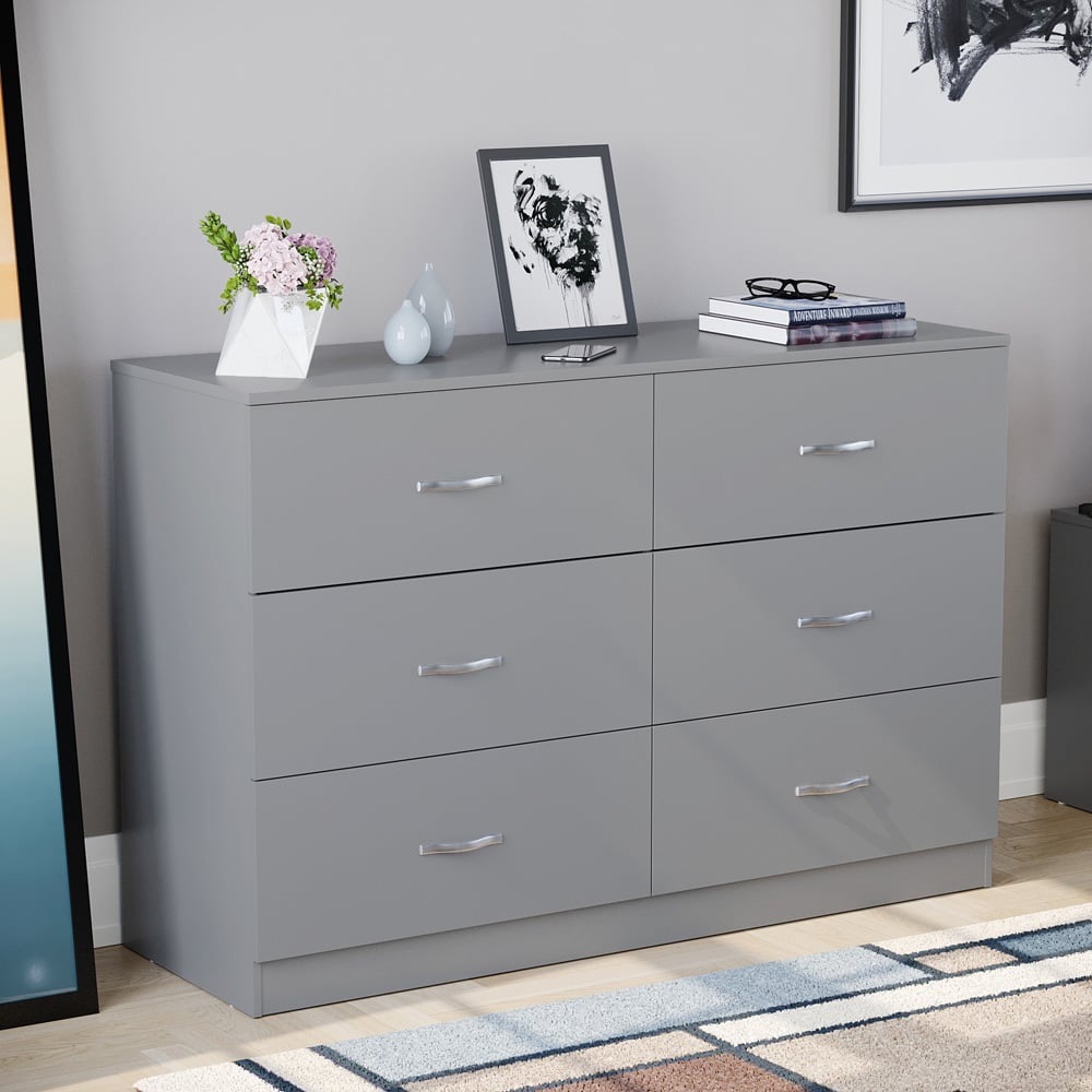 Vida Designs Riano 6 Drawer Grey Chest of Drawers with Metal Handles Image 8