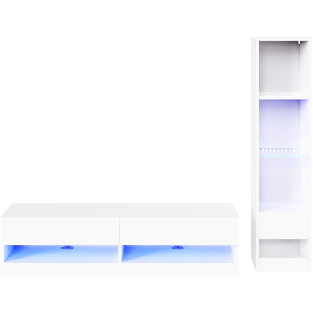 GFW Galicia 6 Shelf White Compact Wall Mounted LED Media Set Image 2