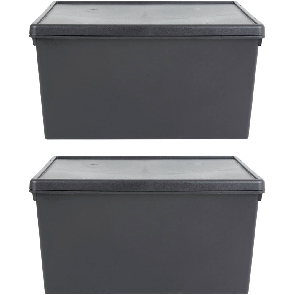 Wham 150L Black Bam Storage Box with Lid 2 Pack Image 1