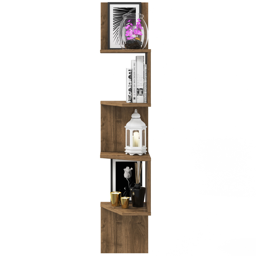 Decorotika Desaldo 4 Shelf Walnut Corner Wall Mounted Shelving Unit Image 3