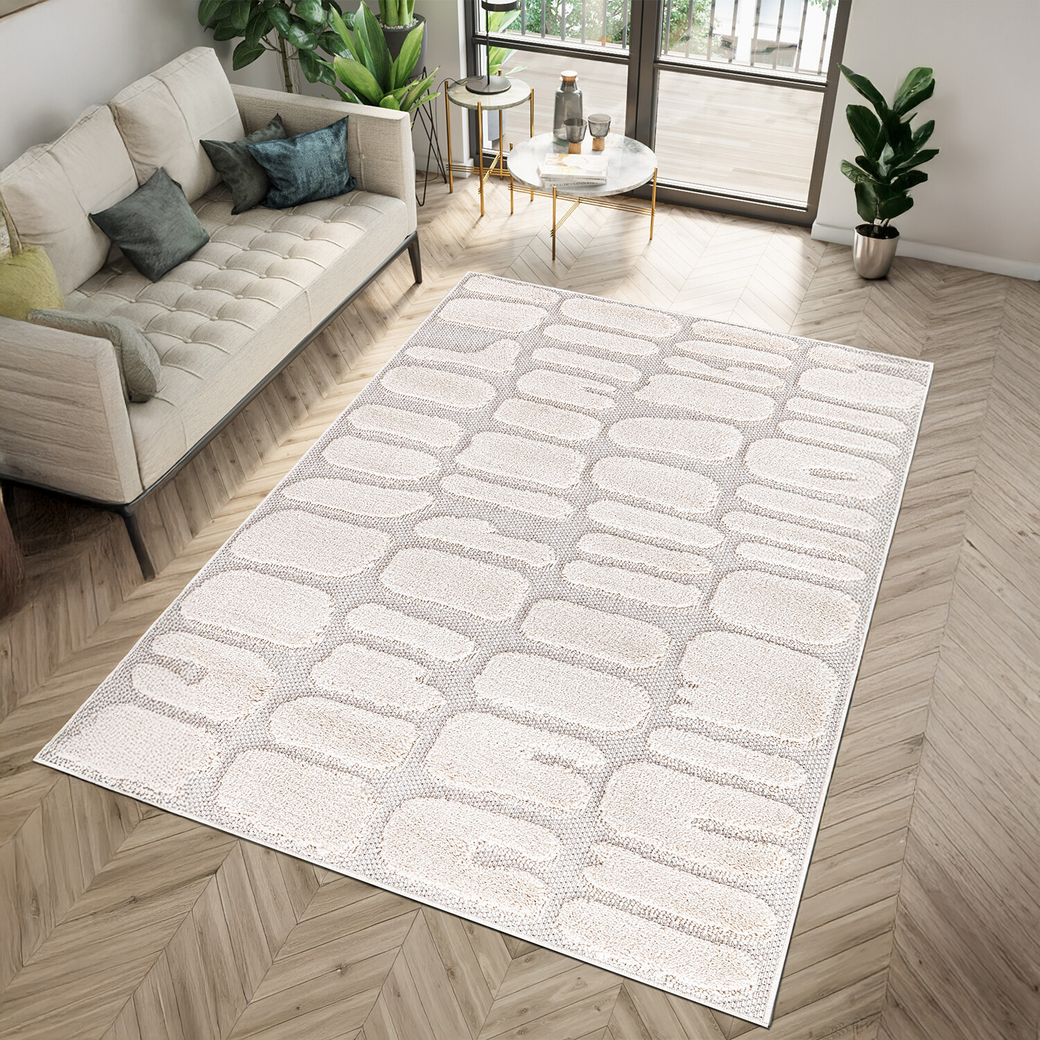 Bailey Pebble Rug - Neutral / 160cm Image 2