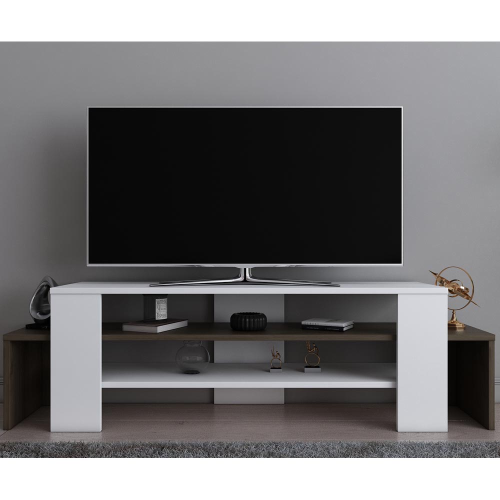 Decorotika Lenora 2 Shelf White and Walnut TV Unit Image 4