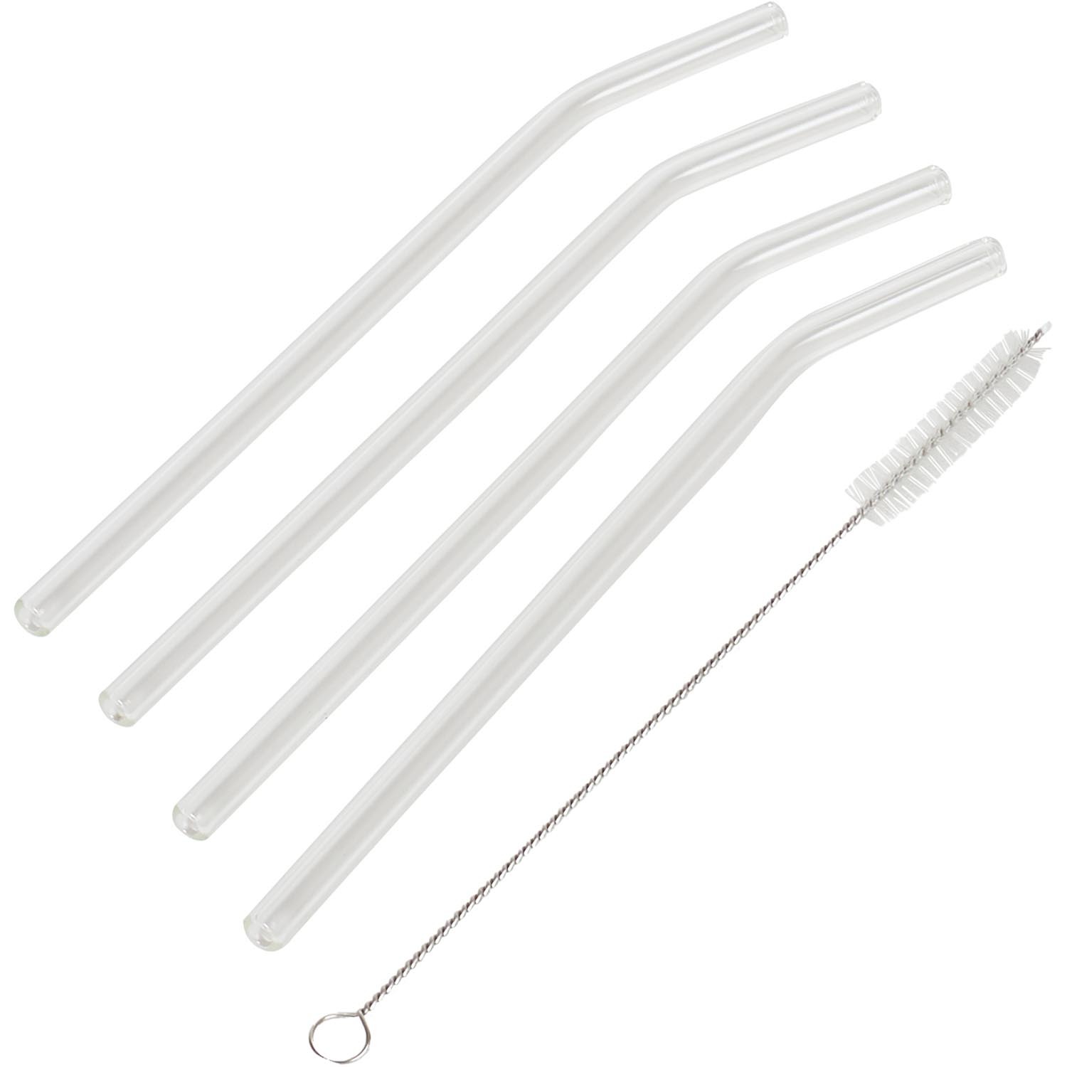 4Pk Transparent Glass Straws W/ Brush Image 3