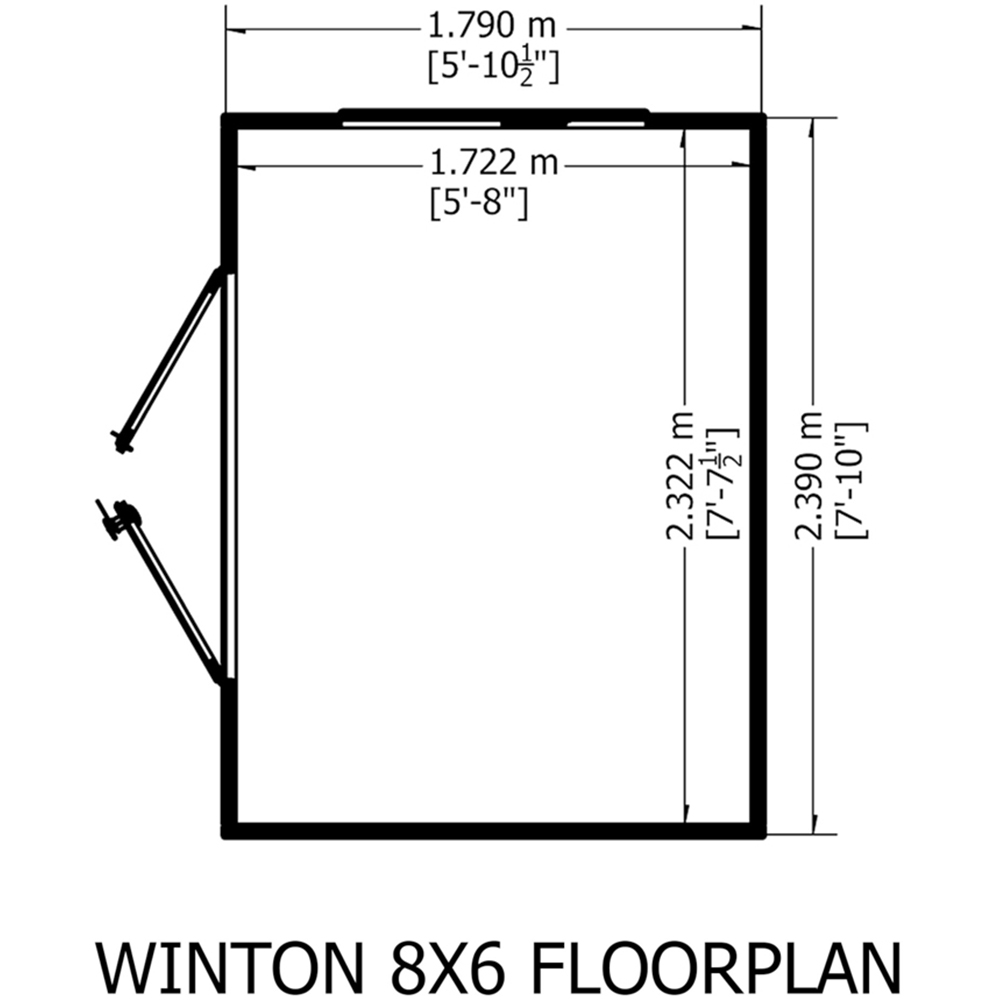 Shire Winton 8 x 6ft Double Door Shiplap Apex Summerhouse Image 7