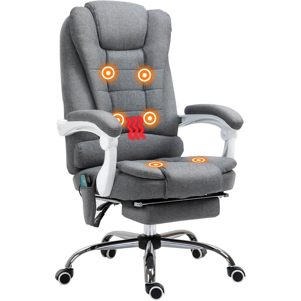Portland Grey Linen Feel Fabric Swivel Vibration Massage Office Chair Image 2