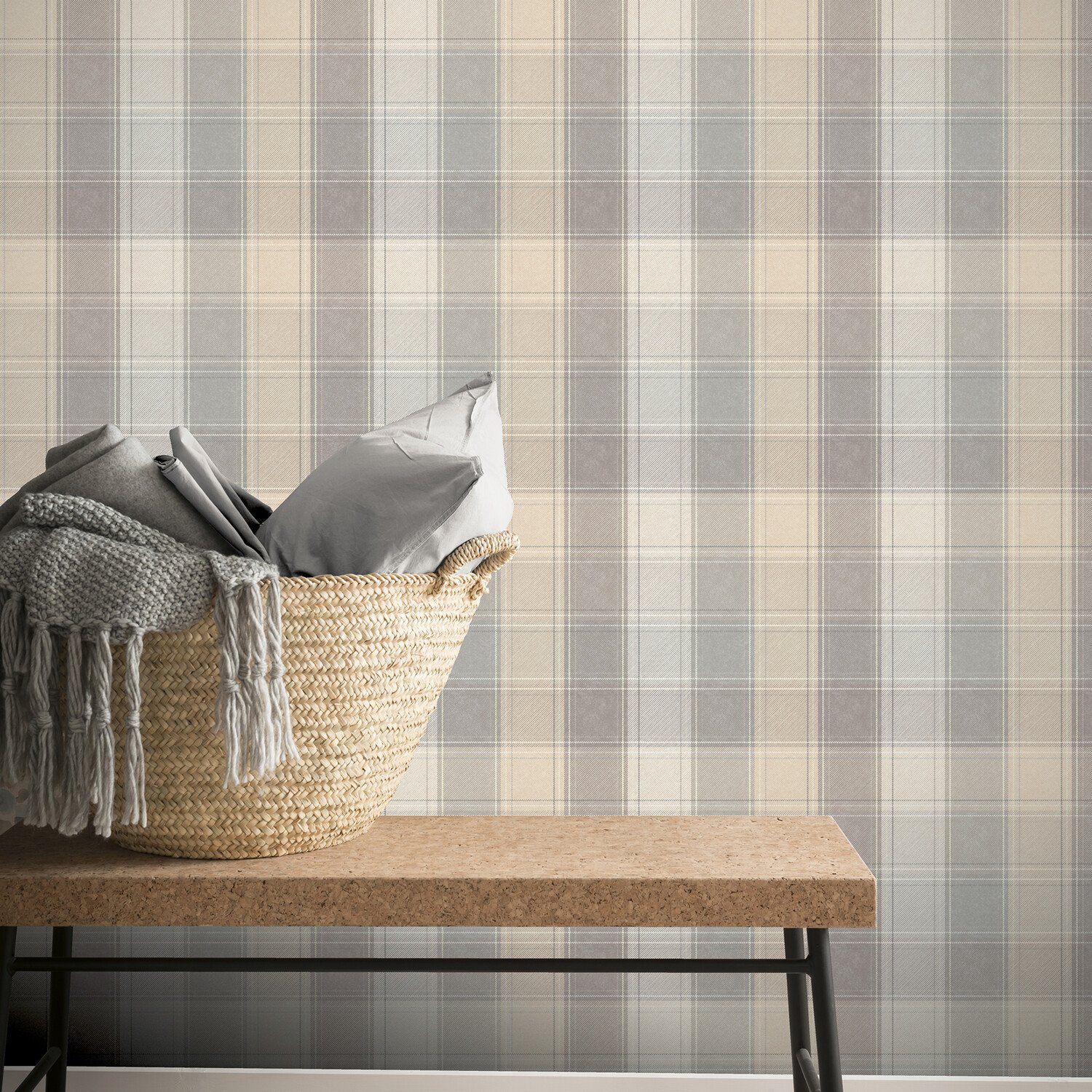 Country Classic Check Wallpaper - Grey Image 6