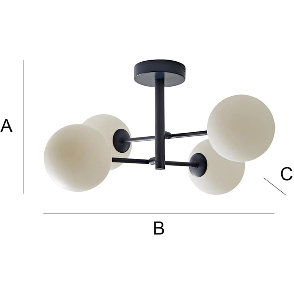 ValueLights Darla 4 Way Navy Frosted Globe Ceiling Light and Bulbs Image 8