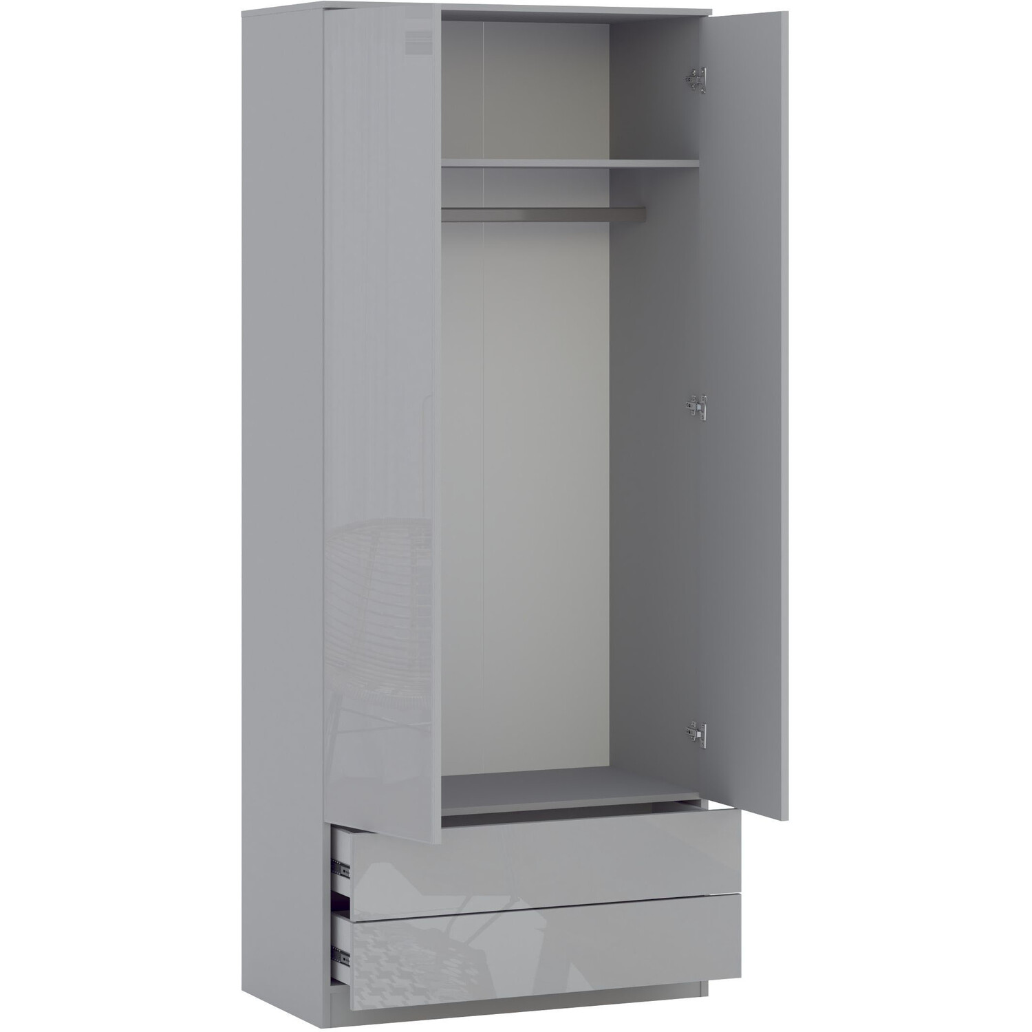 Shard 2 Door 2 Drawer Glossy Grey Wardrobe Image 7