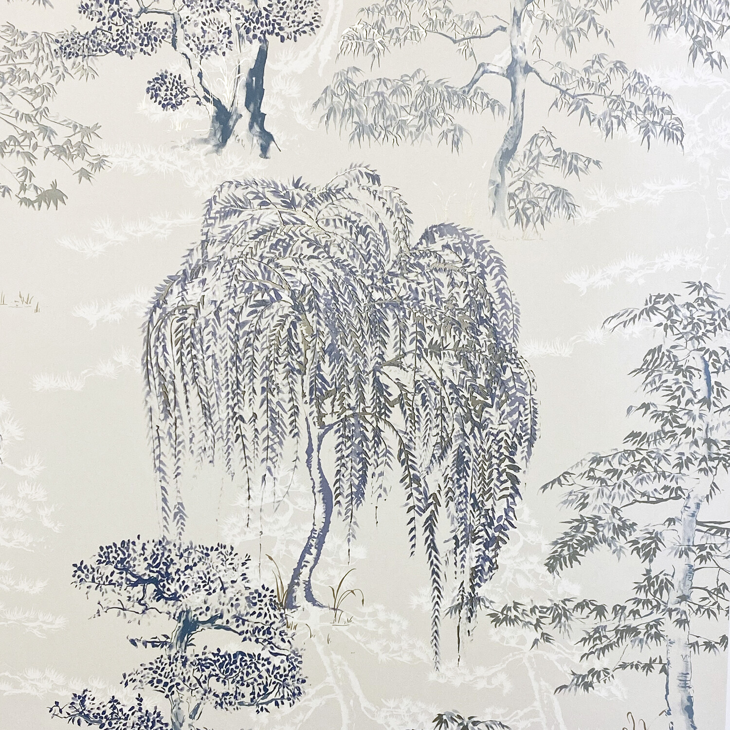 Oriental Garden Wallpaper - Soft Blue Image 1
