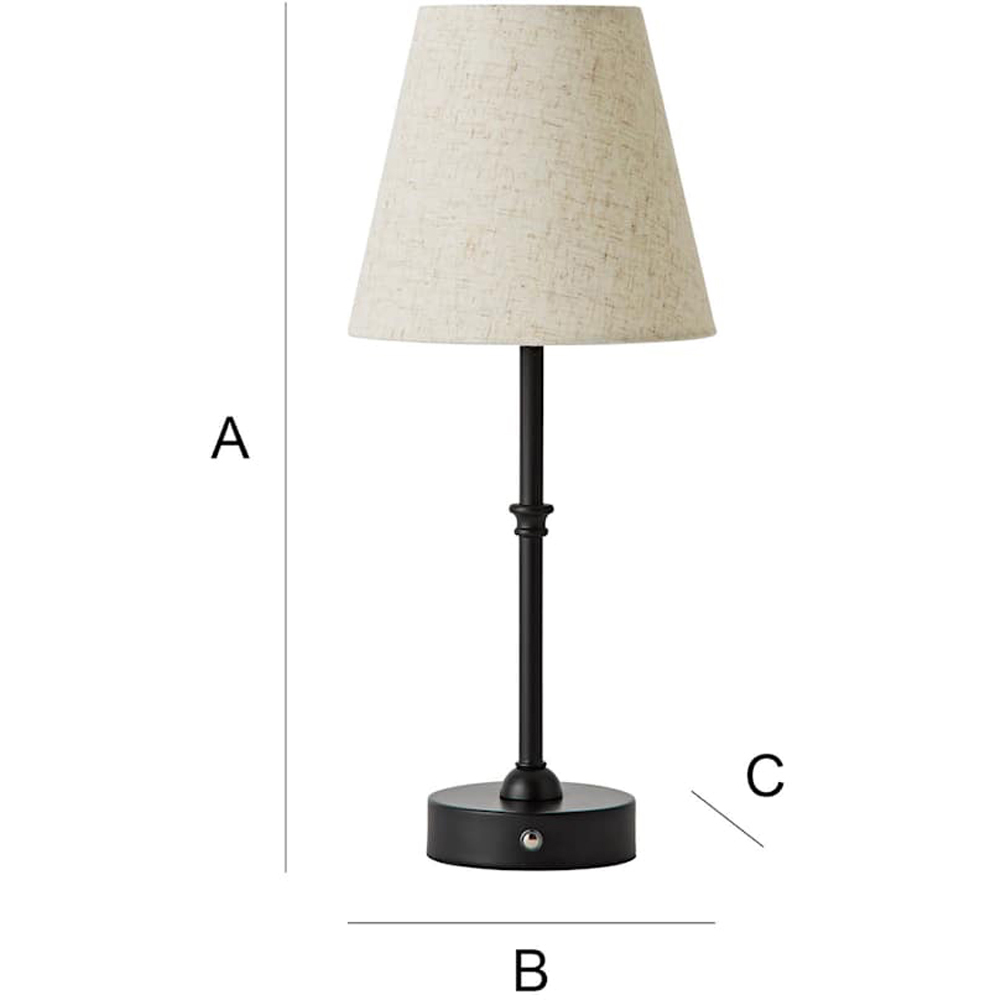 ValueLights Lowe Black Rechargeable Table Lamp with Linen Shade Image 8