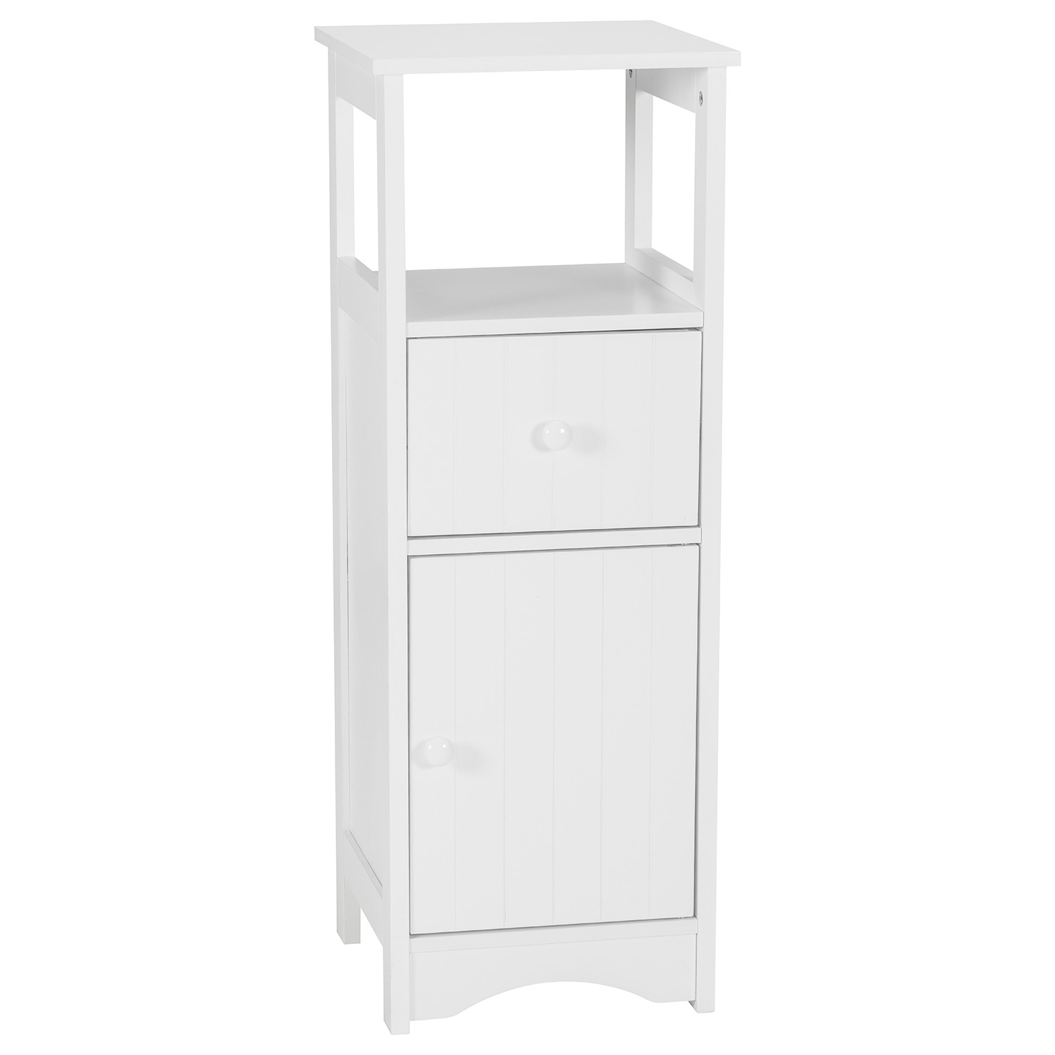 Kingston Single Door Single Drawer White Floor Cabinet Image 2