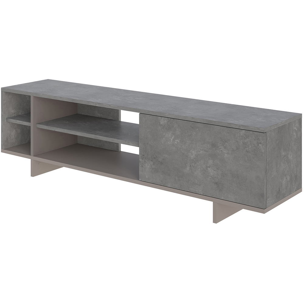 Decortie Stockton Single Door 4 Shelf Mocha Grey TV Stand Image 2