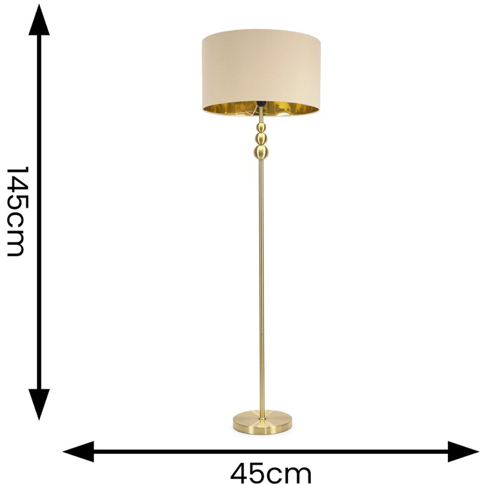 ValueLights Marissa Beige and Gold Shade Gold Ball LED Floor Lamp Image 7
