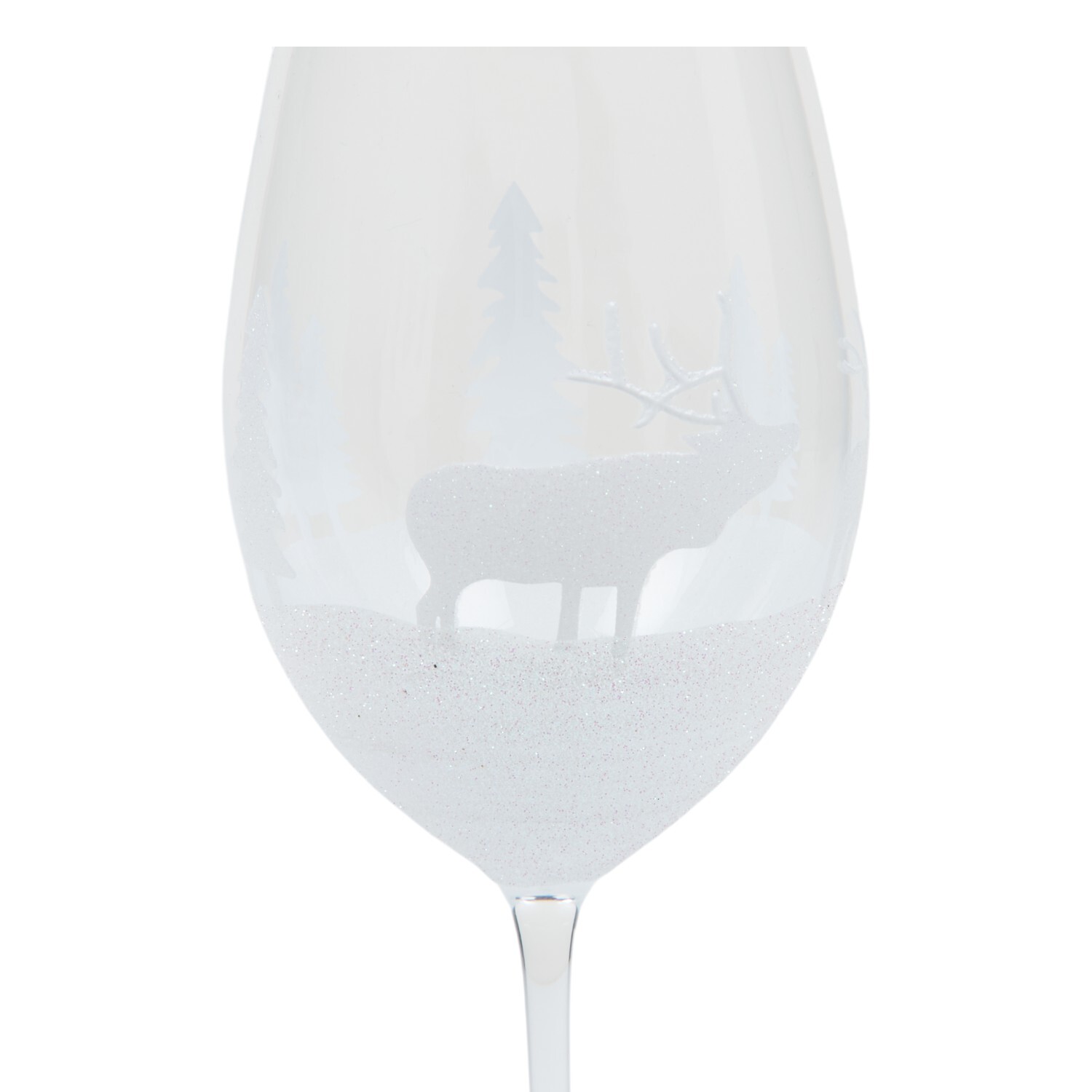 Wine Glass with Xmas Scene White Image 6