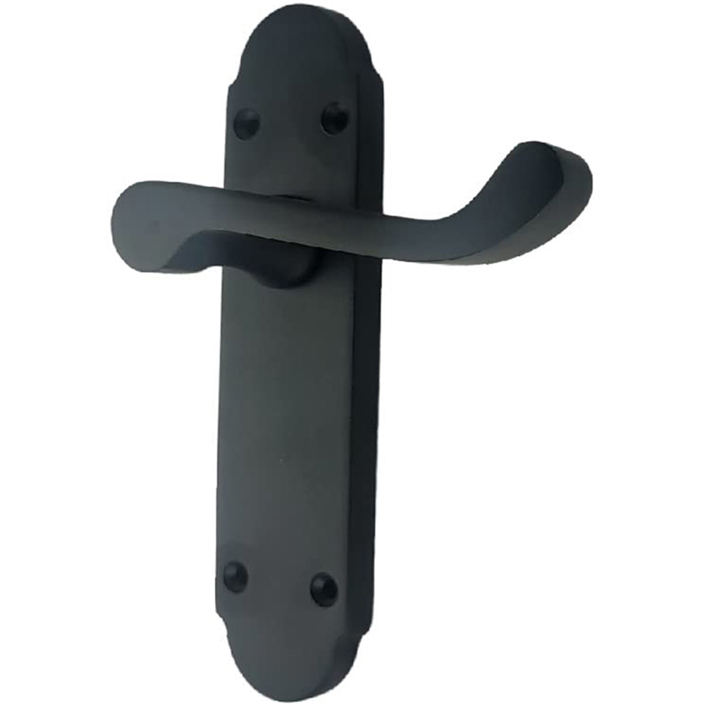 Golden Grace Matt Black Victorian Epsom Shaped Latch Door Handle Pair 168 x 40mm 6 Pack Image 3