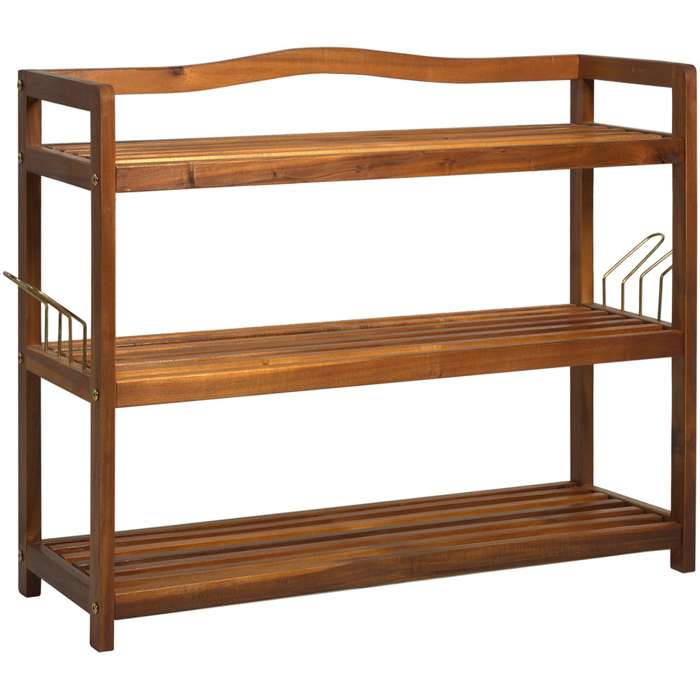 Portland 3 Tier Acacia Wooden Shoe Rack Image 1