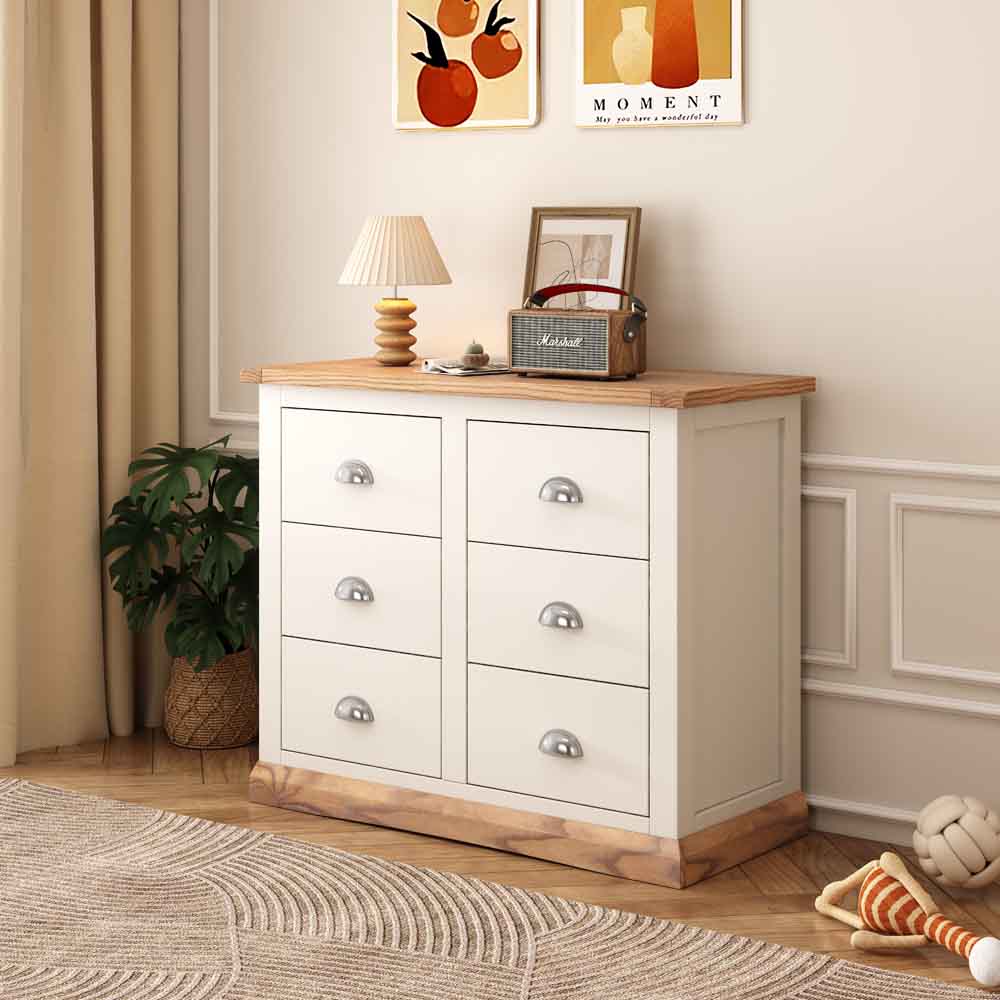 Cabinet Bits Tropea 6 Drawer White Chrome Cup Handle Chest of Drawers Image 8
