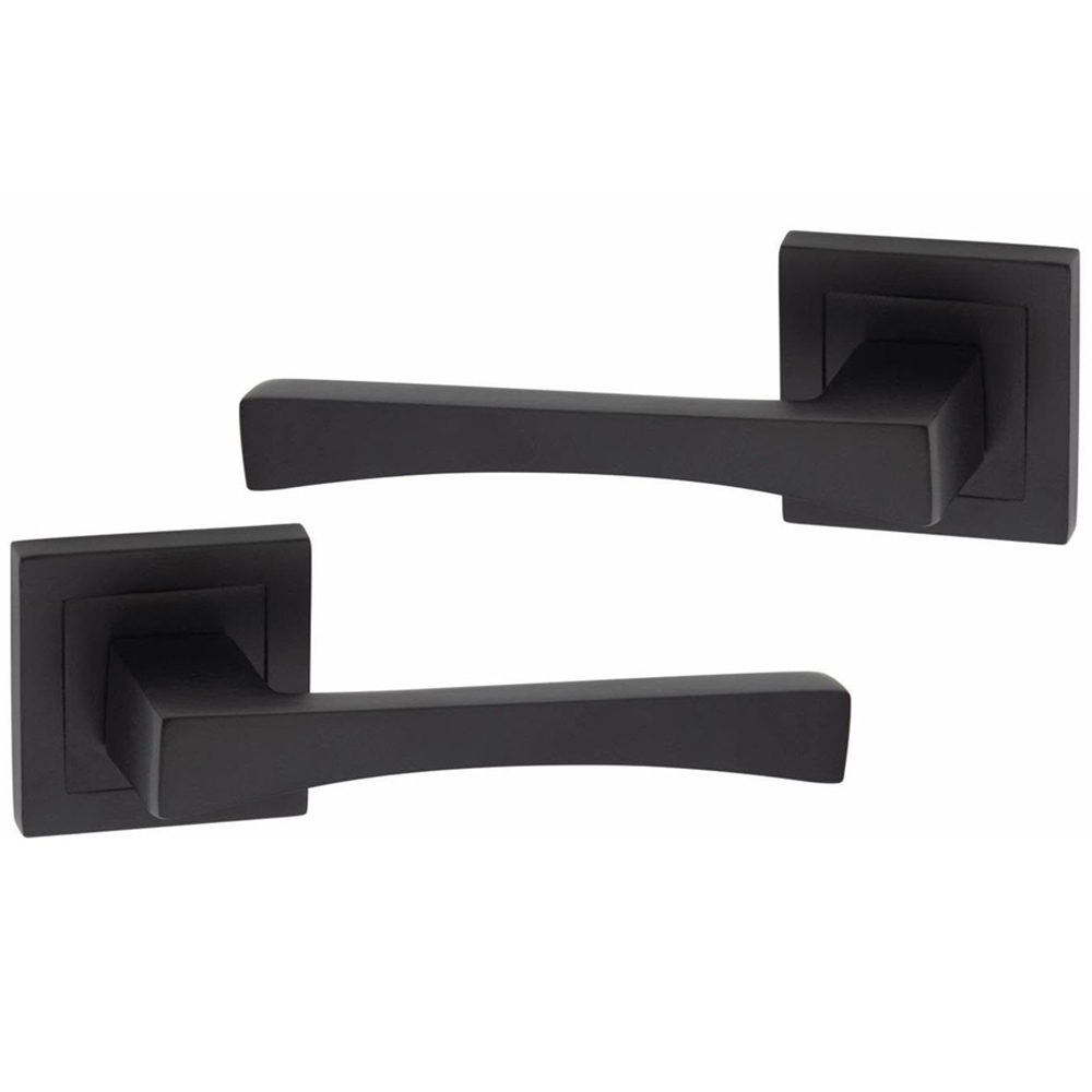 Golden Grace Matt Black Wave Bathroom Door Handle Set Image 3
